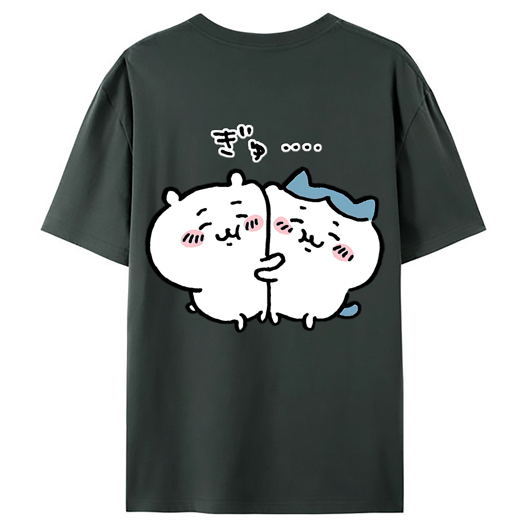 （画像用） ちいかわ ハチワレ Chii-kawa hachiware 綿100％ メンズ半袖Tシャツ（バックプリント） 通気性